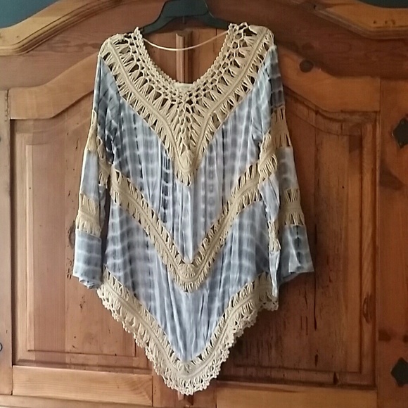 Umgee Embroidered Boho Blouse with Tassel Tie